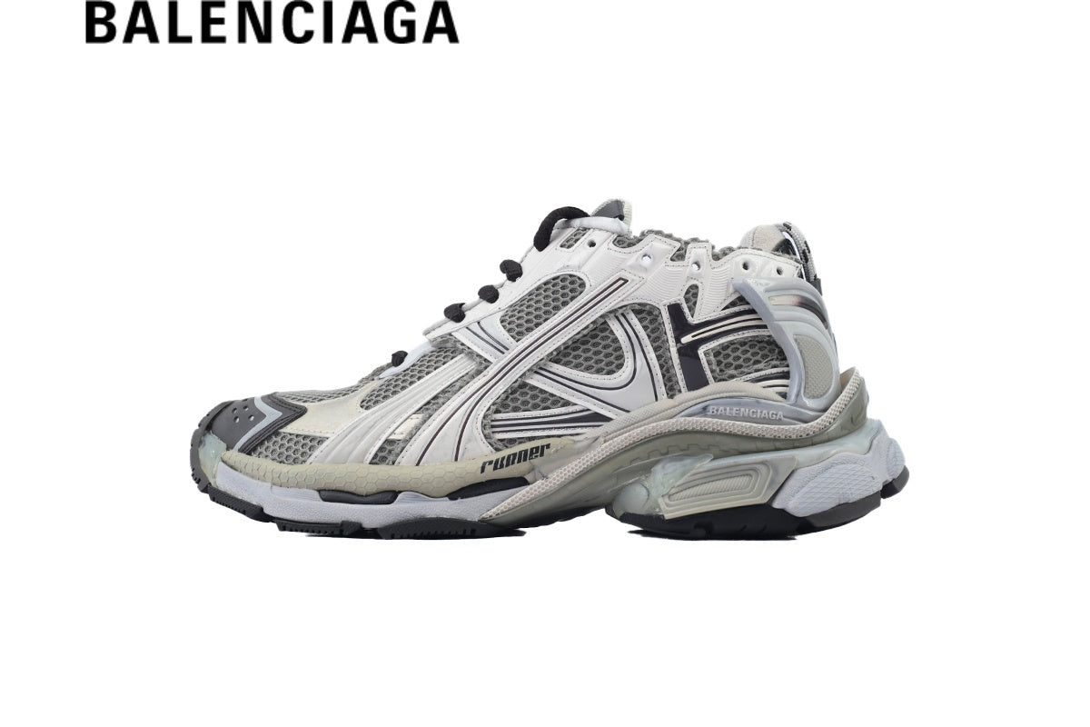 Balenciaga Runner men's shoes  women sneakers Grey White