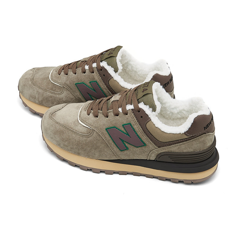New Balance 574 Women's & Men's Taupe Brown Fleece-Lined Retro Sneakers