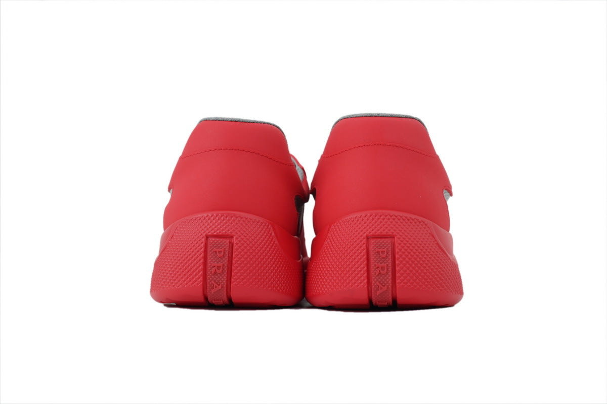 Prada America's Cup Sneakers slip ons womens  prada designer mens shoes Red-gray