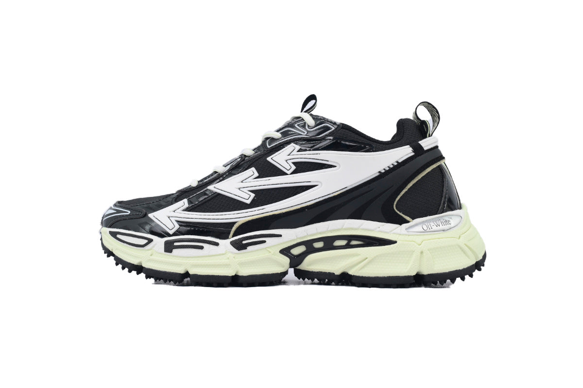 Off-White Be Right Back Women's Men's Shoes | Black & White Cream Sole Retro Sneakers