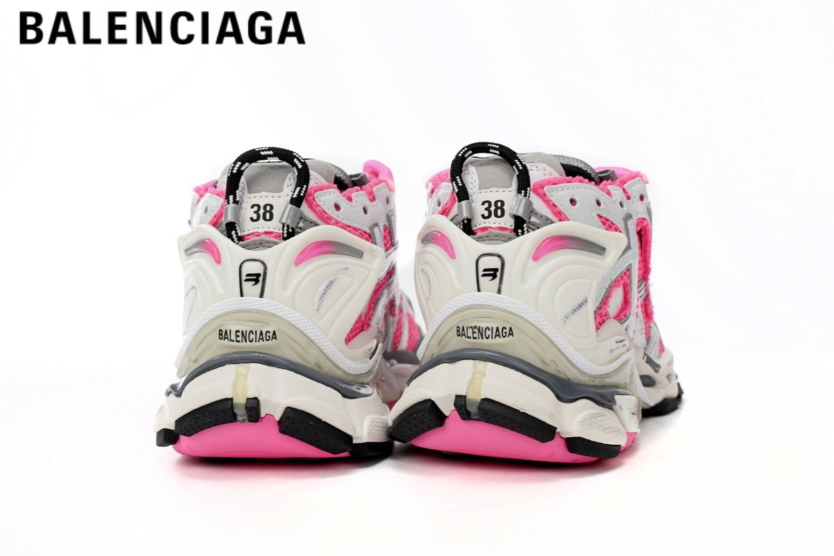 Balenciaga Runner men's shoes  women sneakers — White / Pink