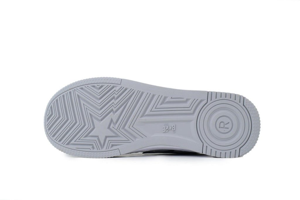 A BATHING APE BAPE STA Glossy Black & Light Grey Sneakers | Women's & Men's Skate-Inspired Shoes