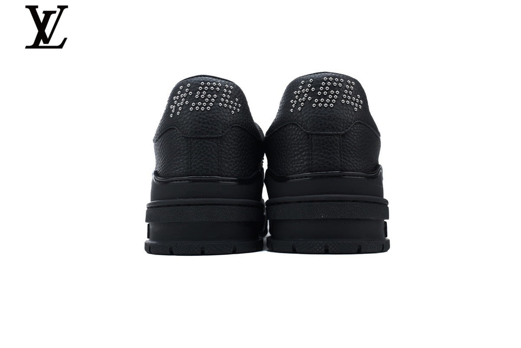 Louis Vuitton LV shoes for man  women Trainer Sneaker – Black & Silver Rhinestone