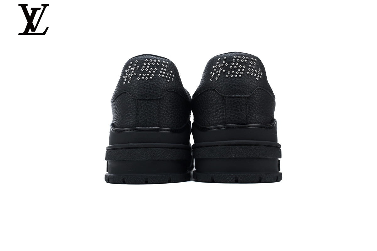 Louis Vuitton LV shoes for man  women Trainer Sneaker – Black & Silver Rhinestone