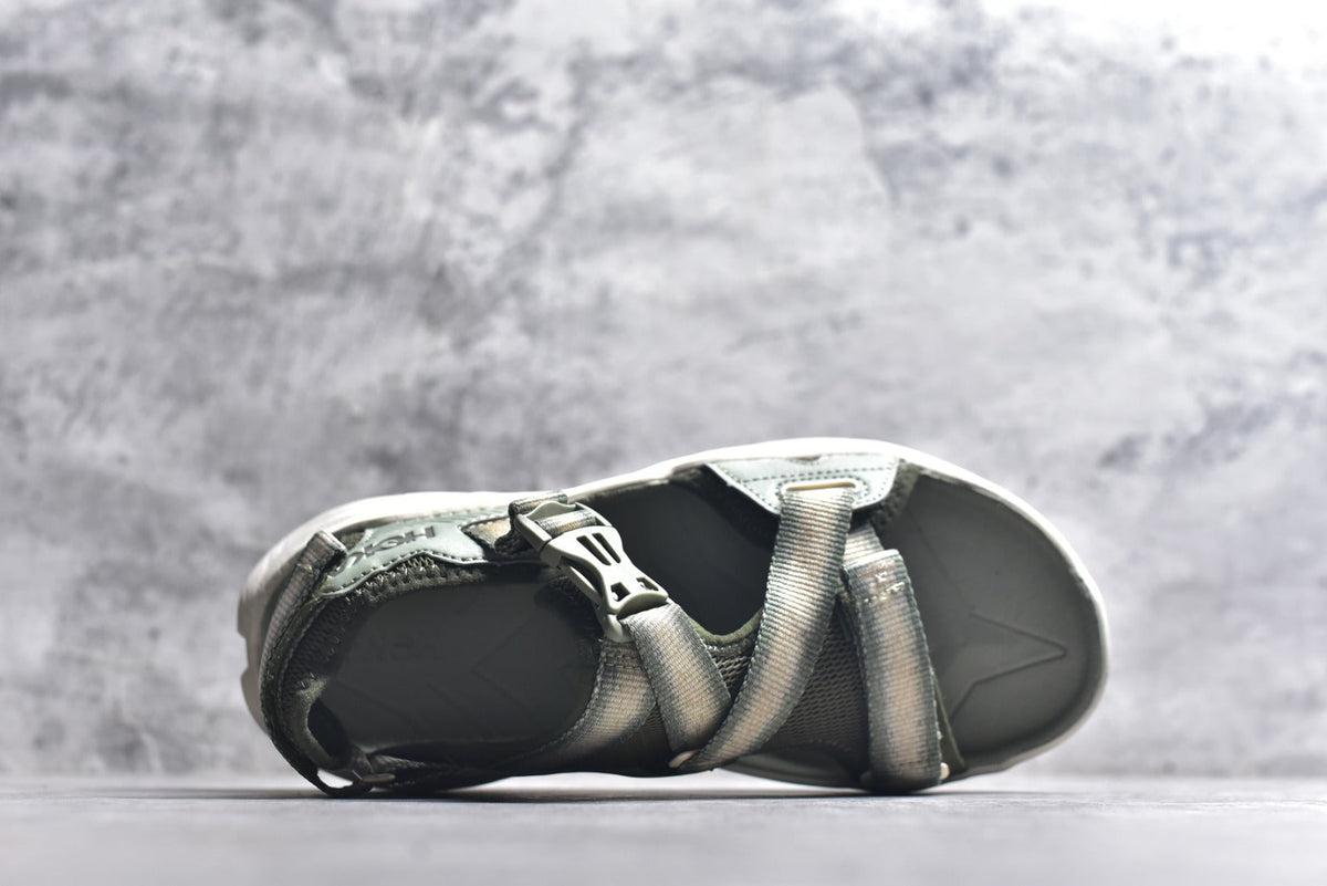 HOKA Recovery Women's Men's Shoes | Sage Green & Cream Buckle Strap Sandals