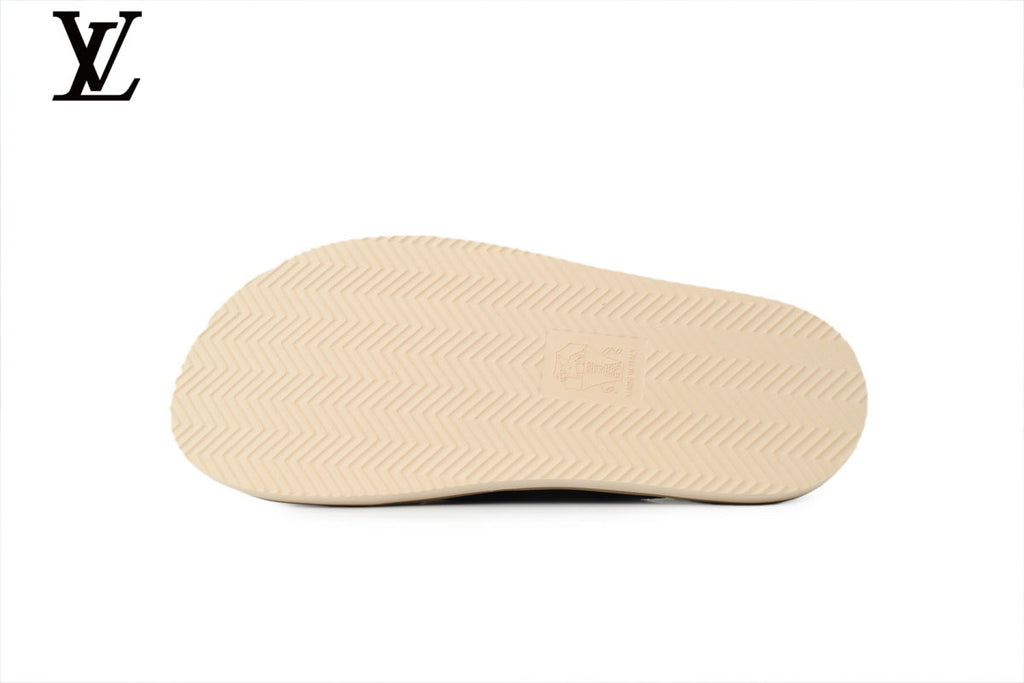 Louis Vuitton Slide Sandal in Black Suede with Cross Strap