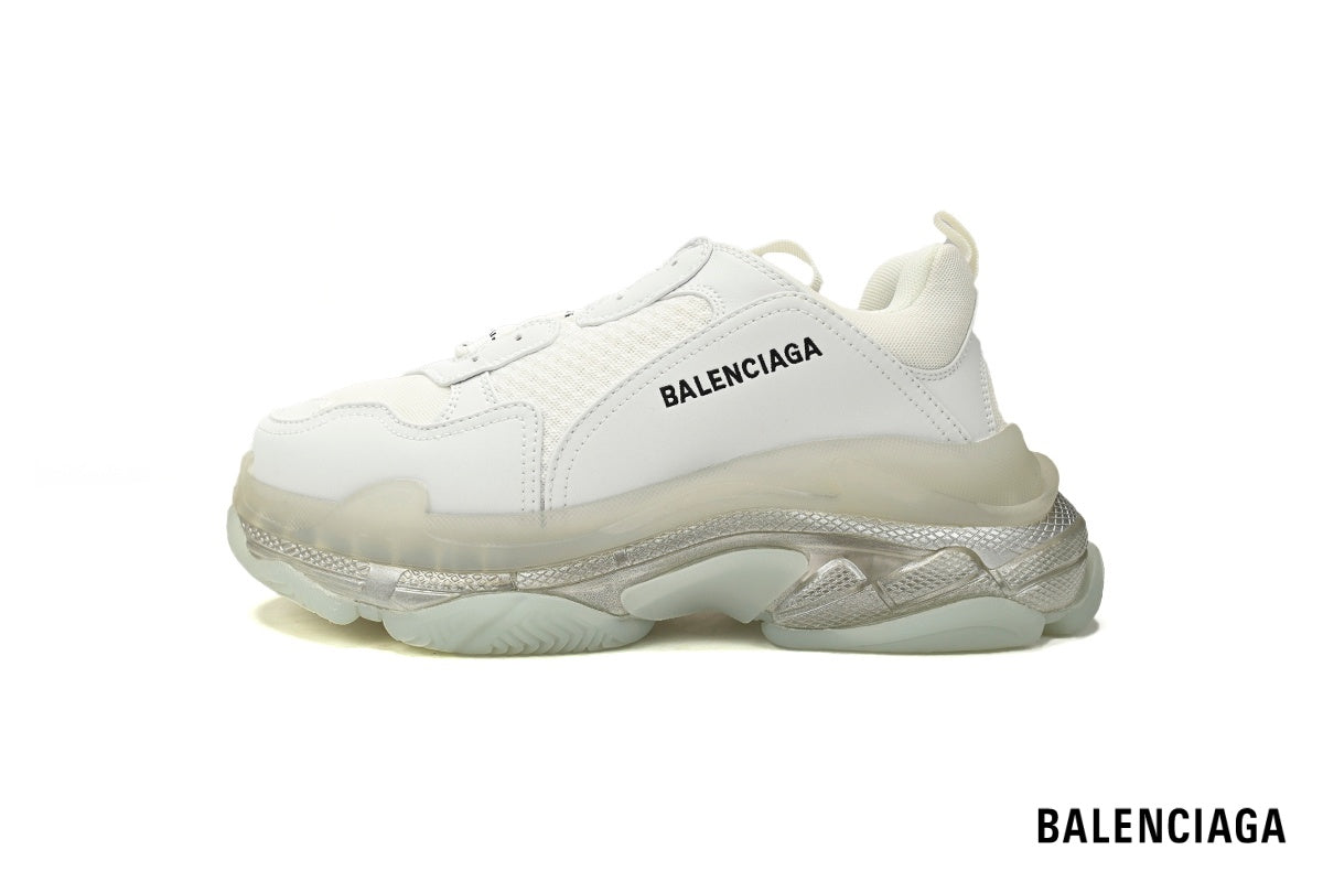 Balenciaga Triple S men's shoes  women sneakers – White & Clear Sole