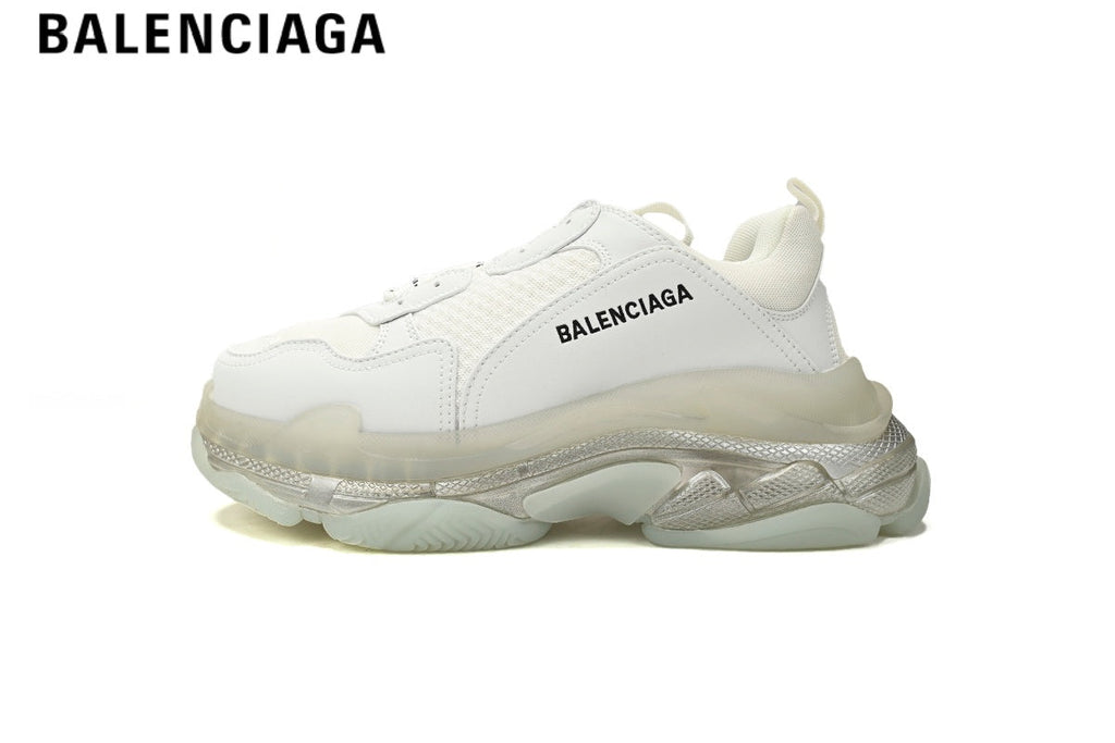 Balenciaga Triple S men's shoes  women sneakers — White, Clear Sole