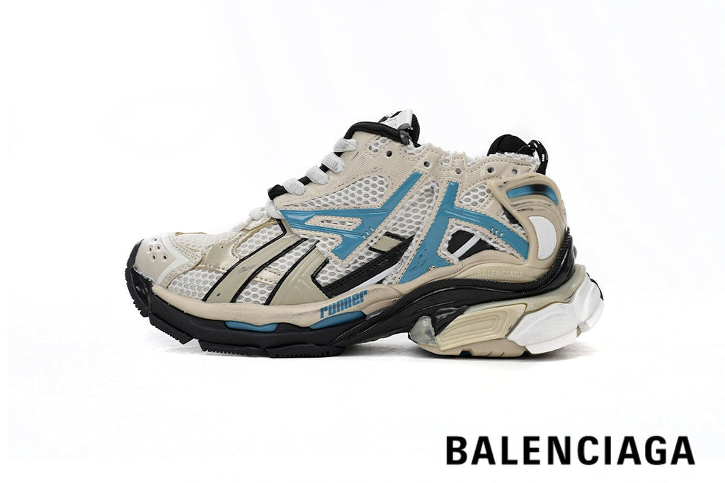 Balenciaga Runner men's shoes  women sneakers – Beige & Blue