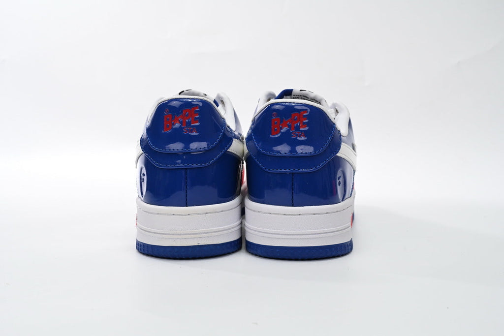 A BATHING APE BAPE STA Glossy Red, White & Blue Sneakers | Women's & Men's Skate-Inspired Shoes
