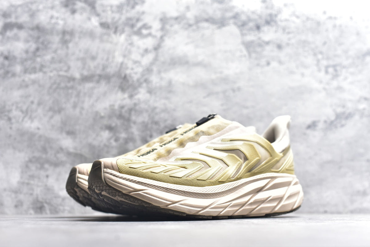 HOKA Clifton Women's Men's Shoes | Beige & Cream Mesh Running Sneakers