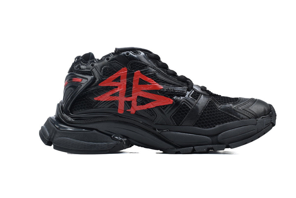 Balenciaga  men's shoes Track  Runner Sneaker – Distressed Low-Top balenciaga runners Black and Red