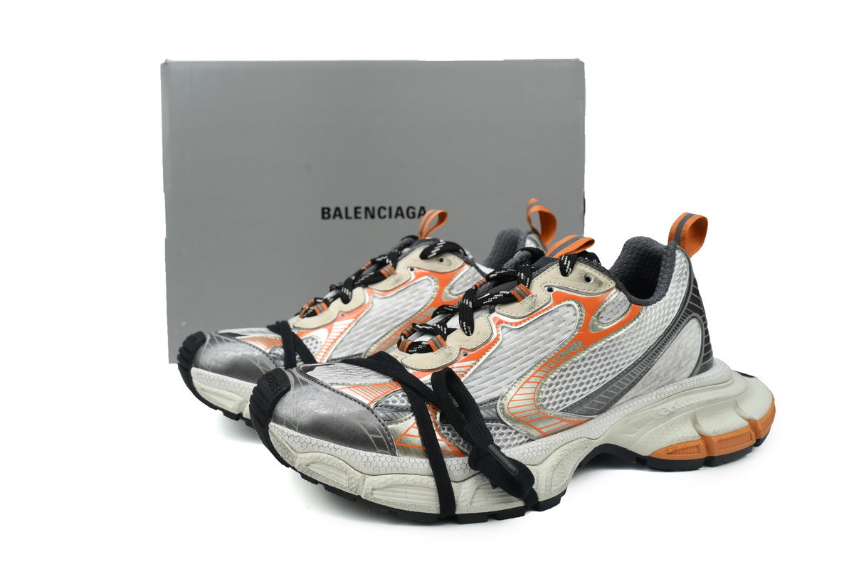 Balenciaga men's shoes Track 3XL Sneaker – Low-Top Chunky Sole runners White-orange