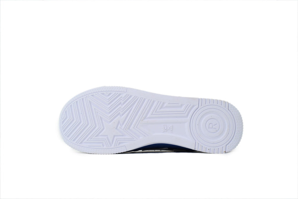 A BATHING APE BAPE STA Glossy Deep Blue & White Eye-Graphic Sneakers | Women's & Men's Skate-Inspired Shoes