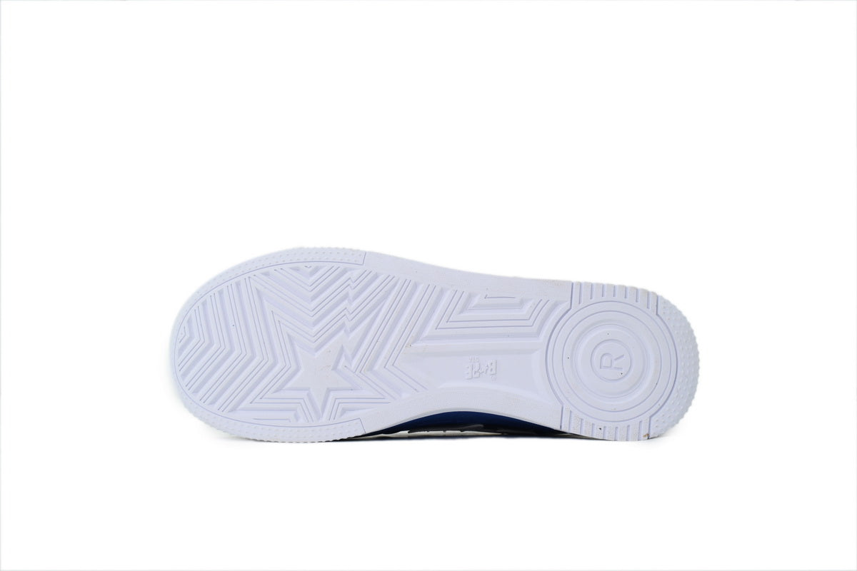 A BATHING APE BAPE STA Glossy Deep Blue & White Eye-Graphic Sneakers | Women's & Men's Skate-Inspired Shoes