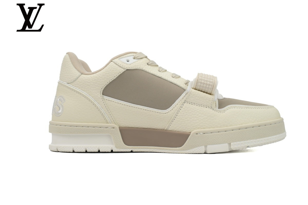 Louis Vuitton Trainer  shoes for man  women Sneaker – Cream & Brown Floral