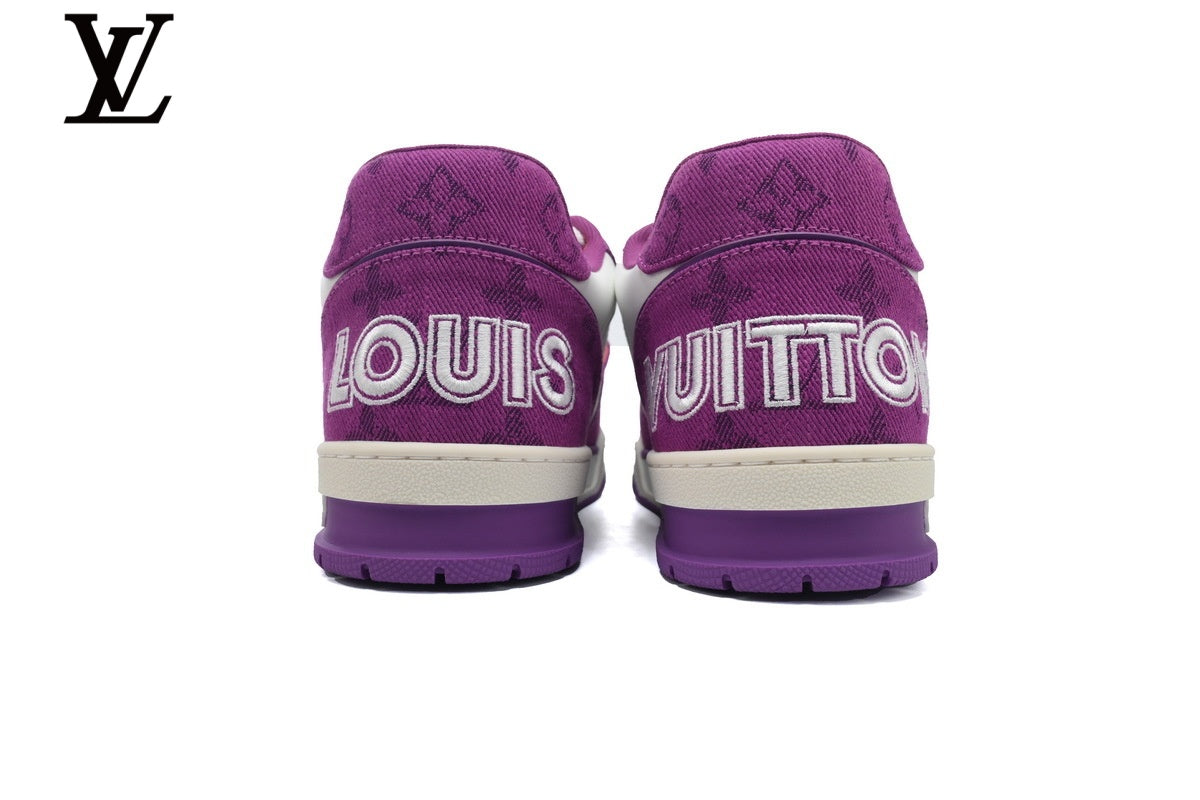 Louis Vuitton Trainer shoes for man  women Sneakers - Purple and White Mesh & Leather