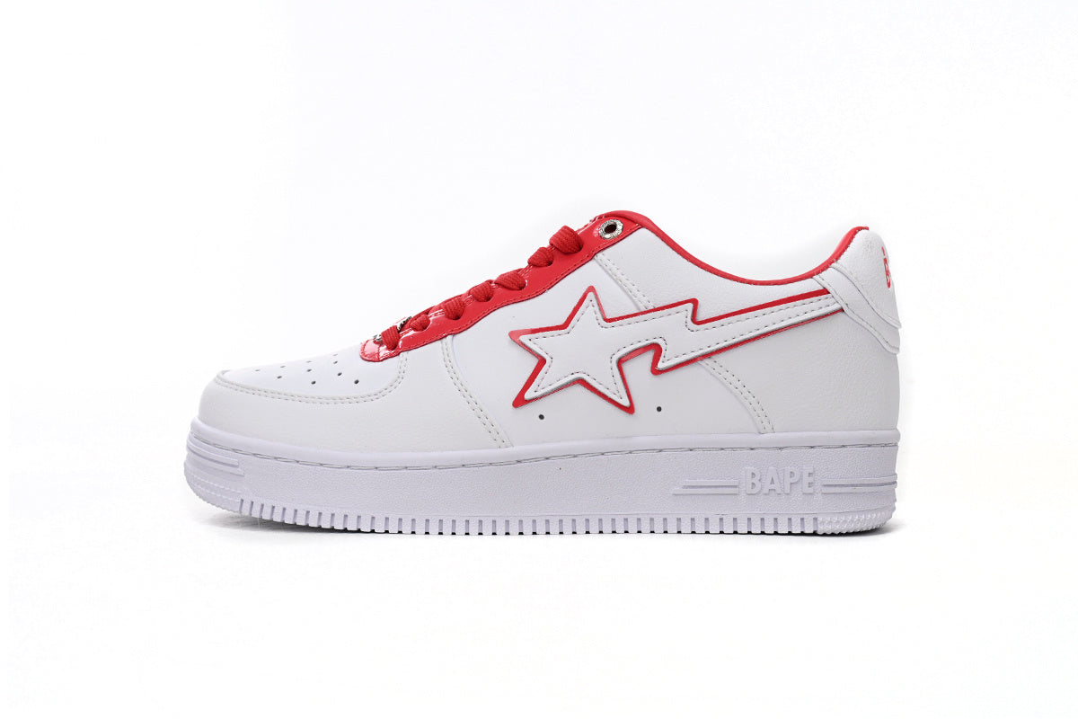 A BATHING APE BAPE STA White & Red Sneakers | Women's & Men's Skate-Inspired Shoes