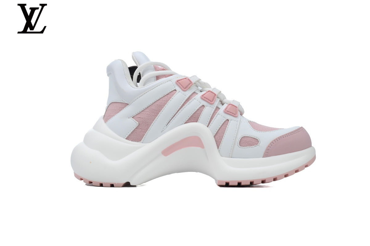 Louis Vuitton LV  shoes for man  women Archlight Sneaker – White & Pink