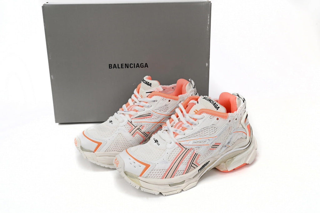 Balenciaga men's shoes Track Runner Sneaker – Distressed Low-Top balenciaga runners White-orange