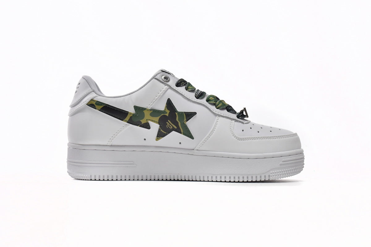 A BATHING APE BAPE STA White & Green Camo Sneakers | Women's & Men's Skate-Inspired Shoes