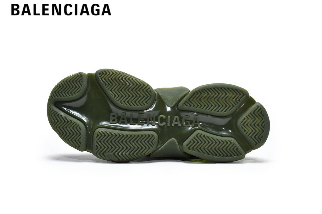 Balenciaga Triple S men's shoes  women sneakers — Army Green, Clear Sole