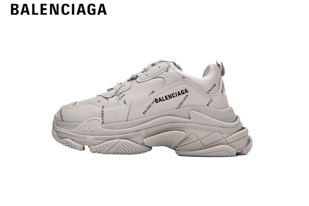 Balenciaga Triple S men's shoes  women sneakersr — Light Grey, All-Over Logo