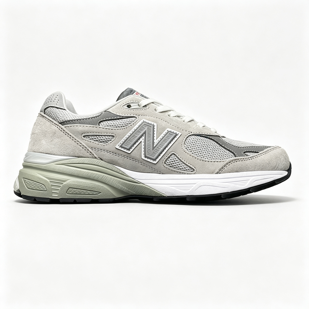 New Balance 990v3 Light Grey Olive Women's & Men's Retro Sneakers
