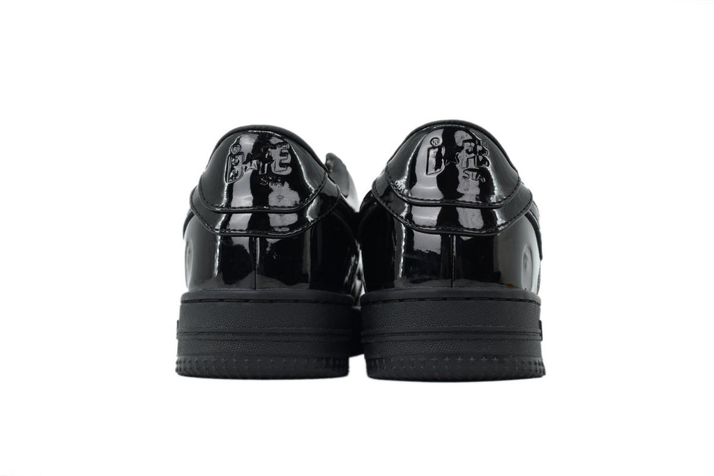 A BATHING APE BAPE STA Glossy All Black Tonal-Star Sneakers | Women's & Men's Skate-Inspired Shoes
