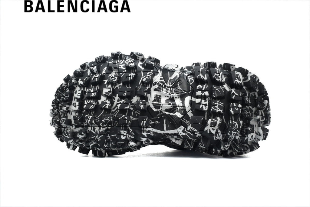 Balenciaga Graffiti Defender Sneakers in Black and White