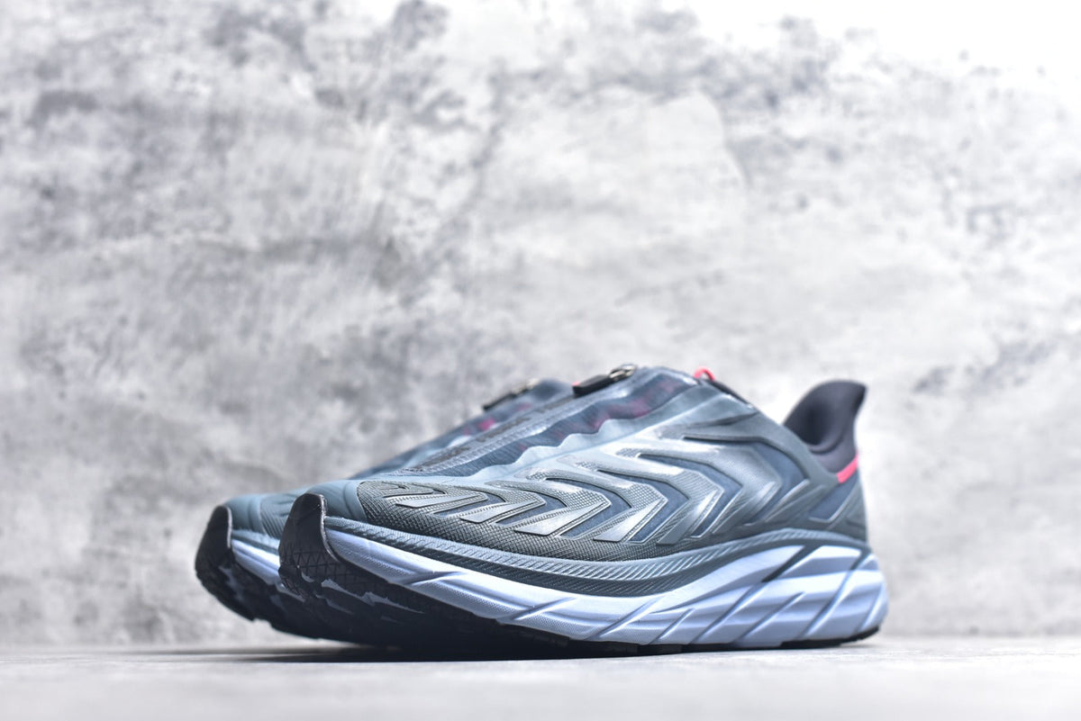 HOKA Clifton Women's Men's Shoes | Slate Gray & Light Blue Mesh Running Sneakers