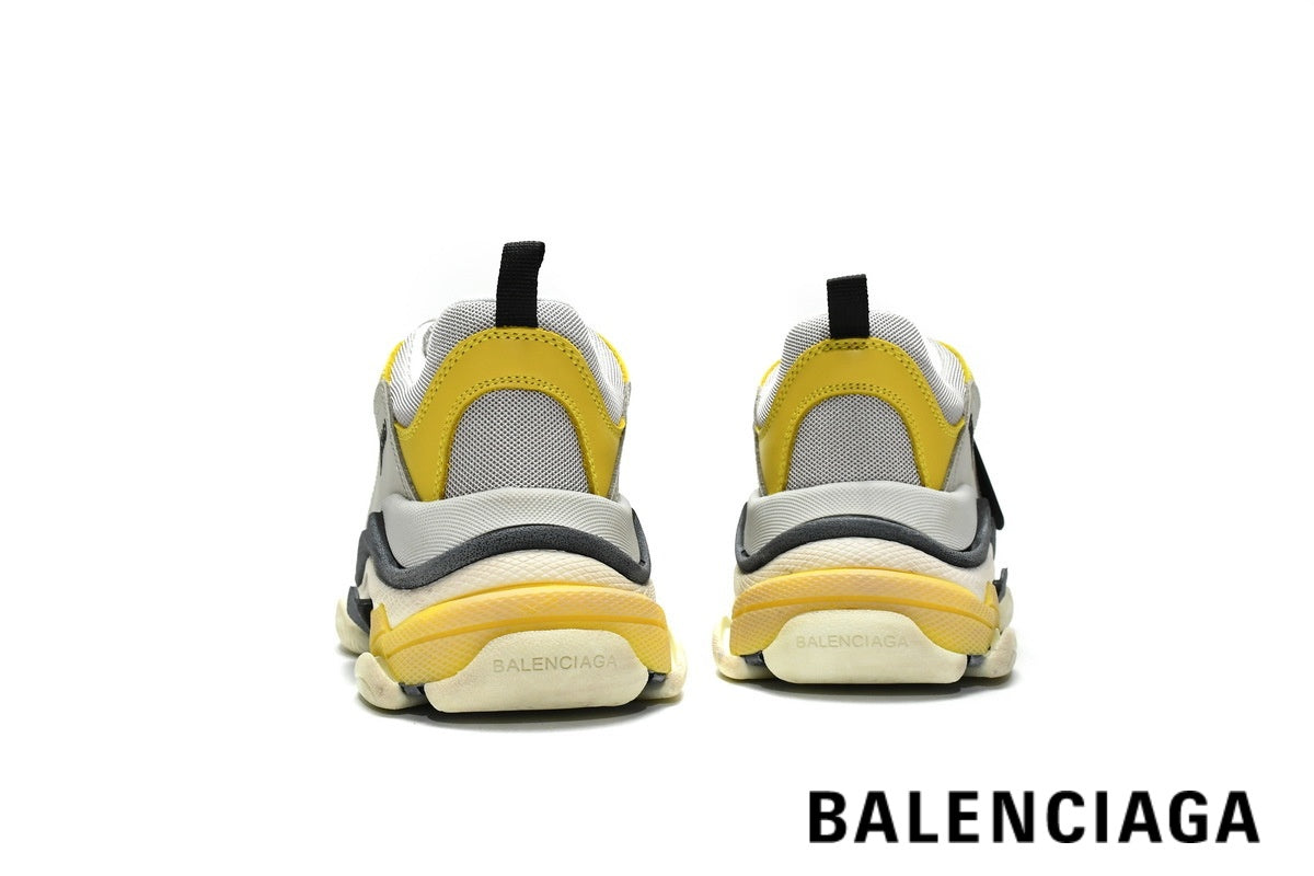 Balenciaga Triple S men's shoes  women sneakers – Grey & Yellow