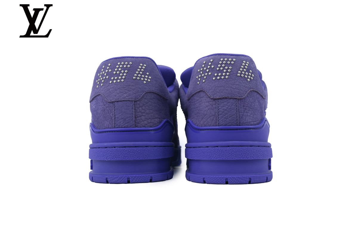 Louis Vuitton Trainer  shoes for man  women Sneaker – Purple Suede with Rhinestone Embellishment