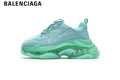 Balenciaga Triple S men's shoes  women sneakers— Mint Green, Clear Sole