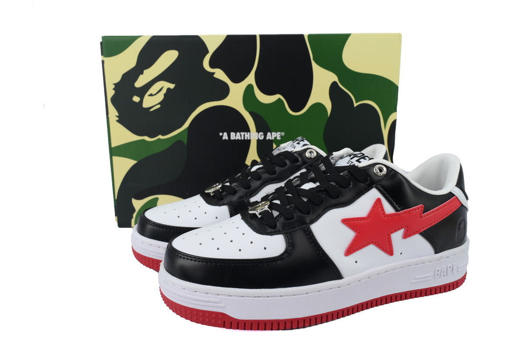 A BATHING APE BAPE STA Black, White & Red-Star Sneakers | Women's & Men's Skate-Inspired Shoes