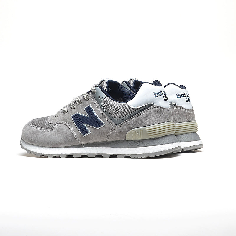 New Balance 574 Women's & Men's Light Grey & Navy Retro Sneakers