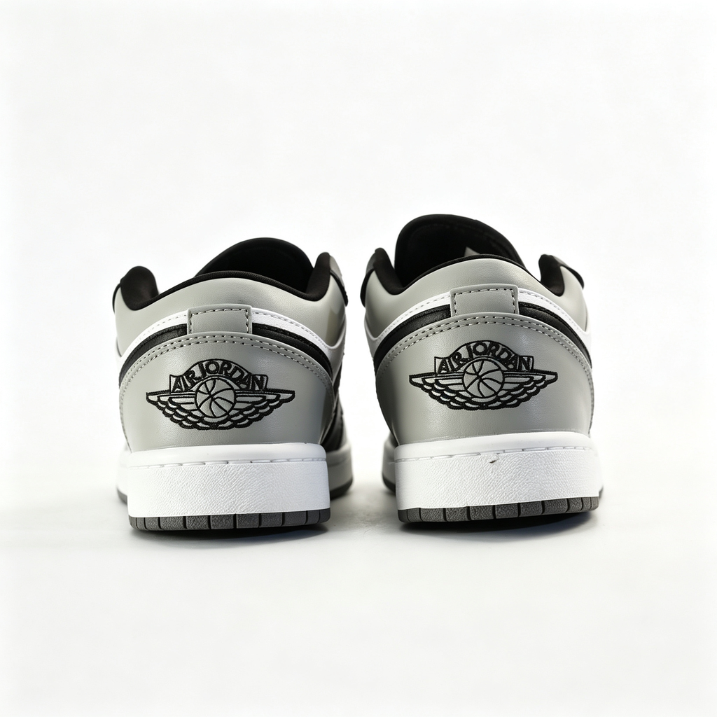 nike mens low top shoes Air Jordan 1 Low 'Black & Light Grey' – White Leather Low-Top Sneakers