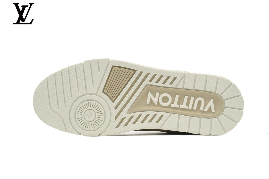 Louis Vuitton LV shoes for man  women Trainer Sneaker – Beige & White