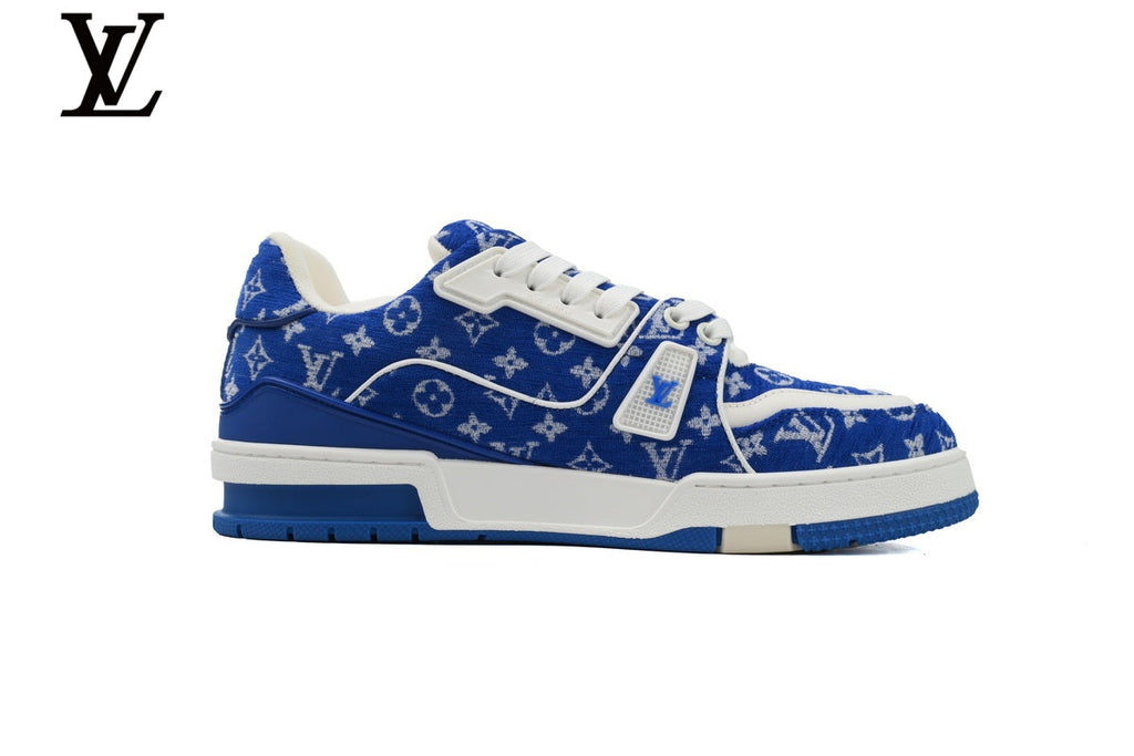 Louis Vuitton Trainer  shoes for man  women Sneaker – Blue Monogram Textile