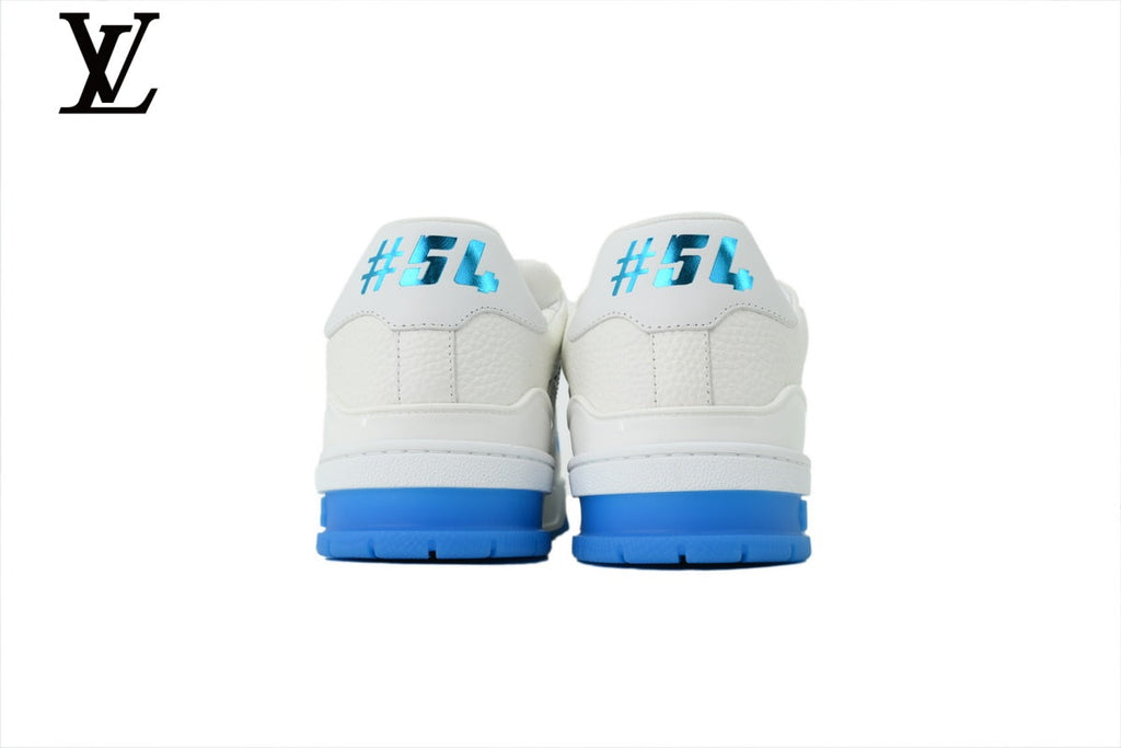 Louis Vuitton  shoes for man  women  Trainer Sneaker – White, Blue & Rhinestone