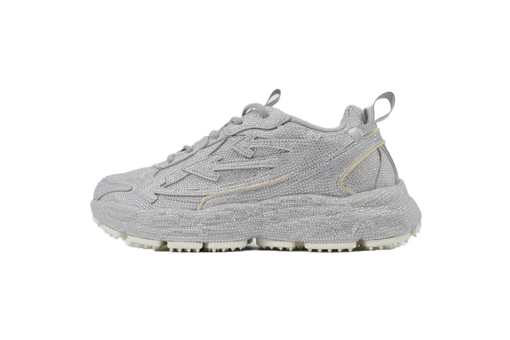 Off-White Be Right Back Women's Men's Silver Sparkle Chunky Sneakers
