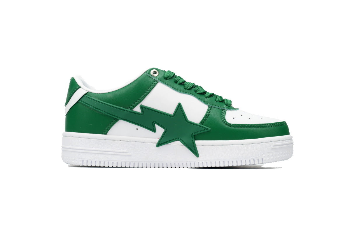 A BATHING APE BAPE STA Green & White Oversized-Star Sneakers | Women's & Men's Skate-Inspired Shoes