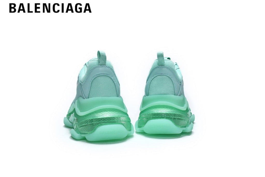 Balenciaga Triple S men's shoes  women sneakers— Mint Green, Clear Sole