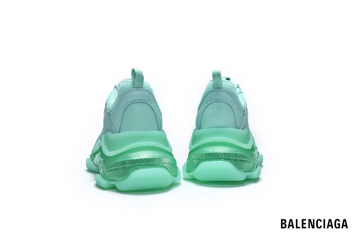 Balenciaga Triple S men's shoes  women sneakers – Mint Green & Clear Sole