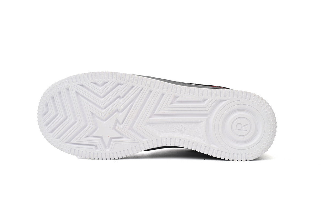 A BATHING APE BAPE STA Glossy Burgundy & Grey Sneakers | Women's & Men's Skate-Inspired Shoes
