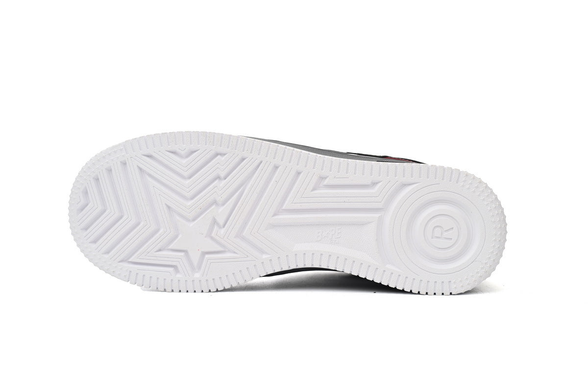 A BATHING APE BAPE STA Glossy Burgundy & Grey Sneakers | Women's & Men's Skate-Inspired Shoes