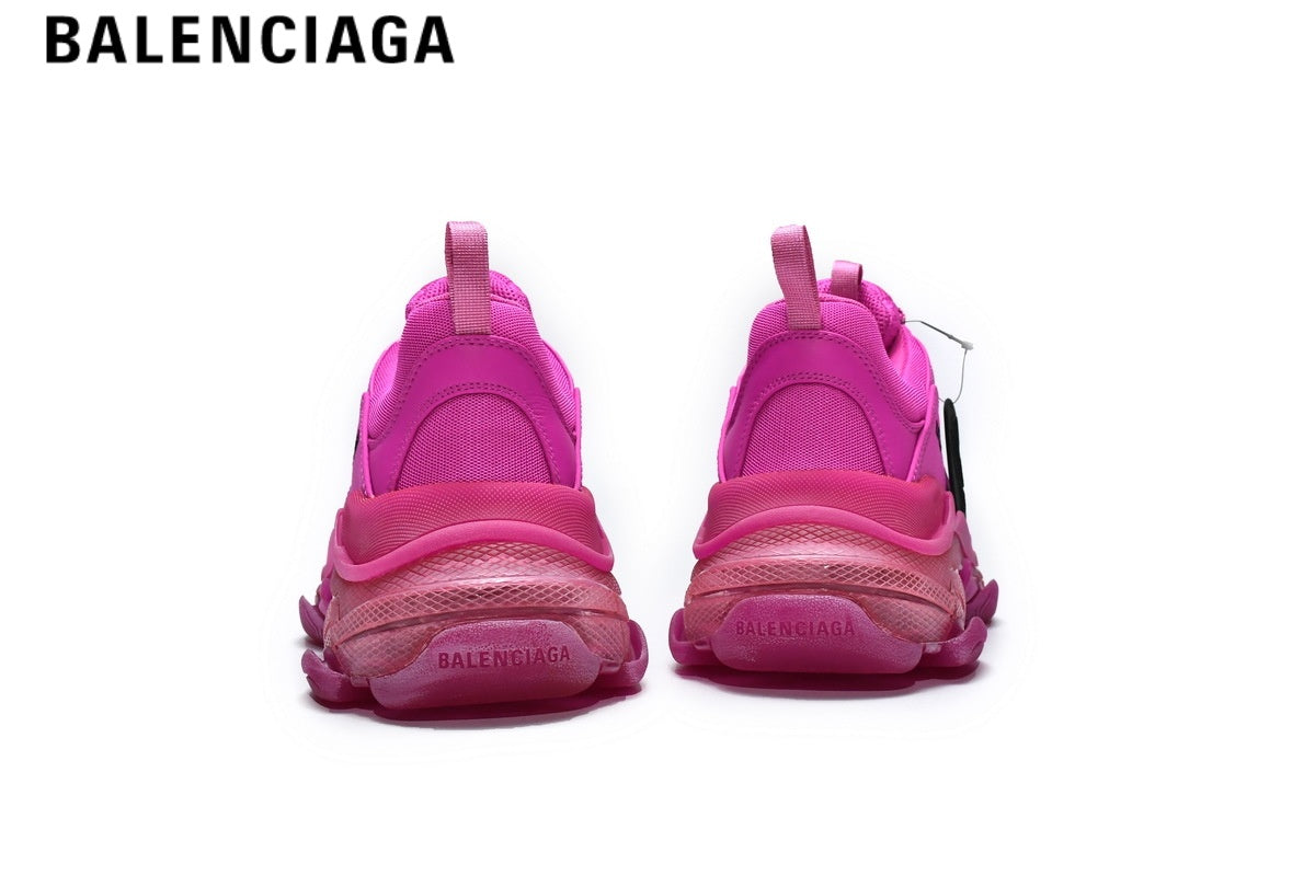 Balenciaga Triple S men's shoes  women sneakers — Hot Pink, Clear Sole