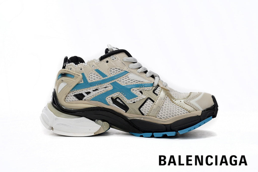Balenciaga Runner men's shoes  women sneakers – Beige & Blue