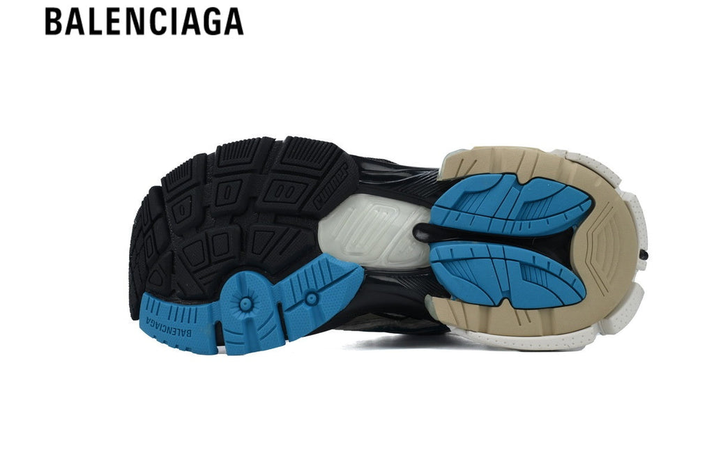 Balenciaga Runner men's shoes  women sneakers — Beige Mesh & Blue Synthetic Overlays