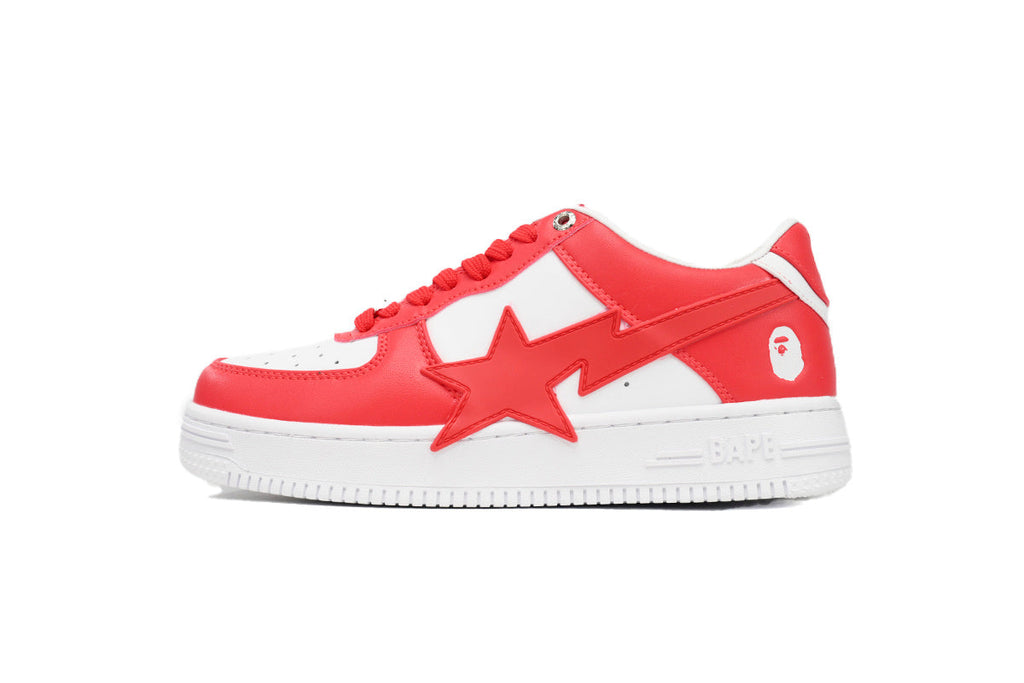 A BATHING APE BAPE STA Red & White Oversized-Star Sneakers | Women's & Men's Skate-Inspired Shoes